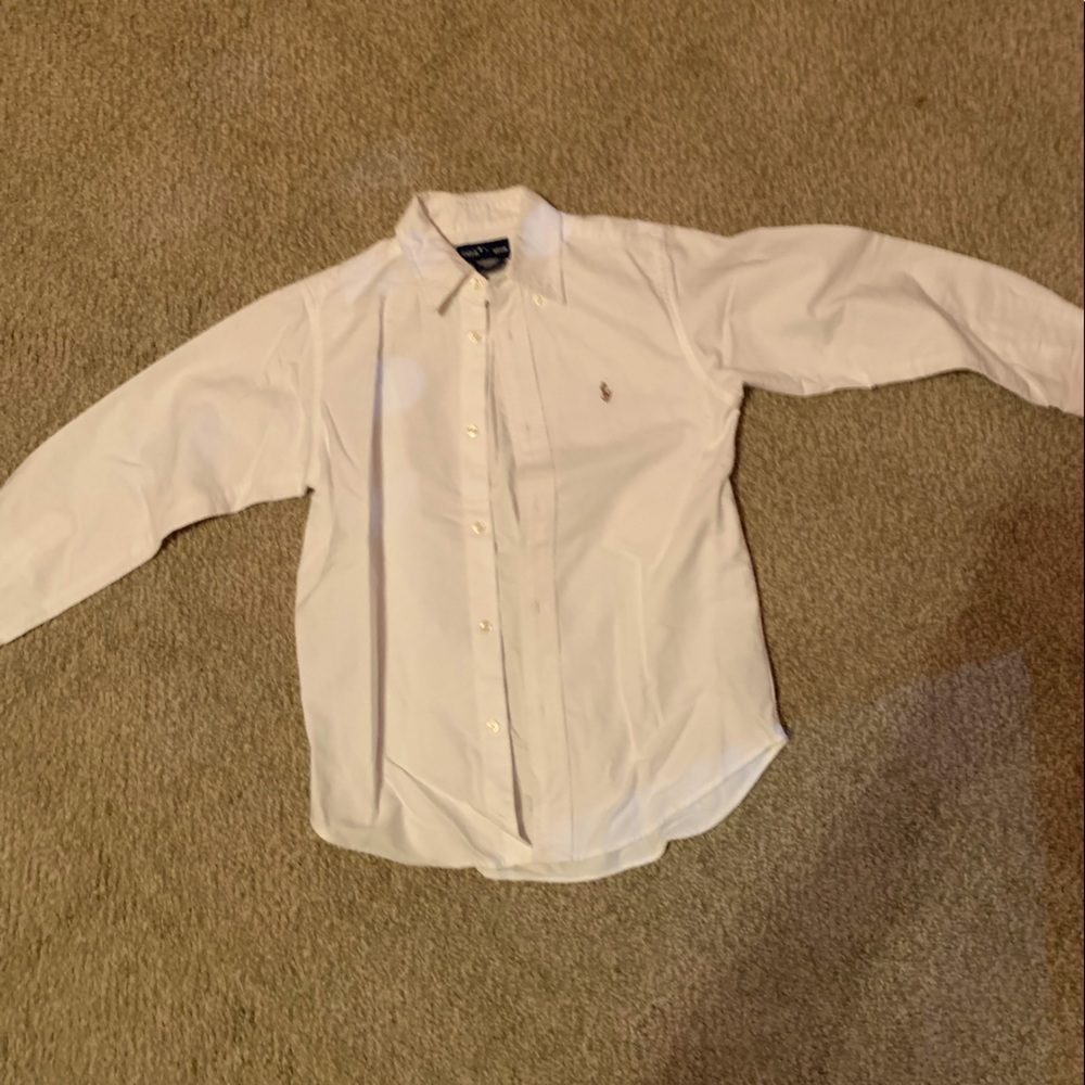 Boys Ralph Lauren White Button Down Shirt Size 7